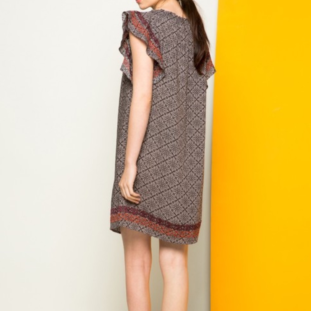 Last 1! NWT THML Embroidered Flutter Sleeve Dress - Picture 4 of 5
